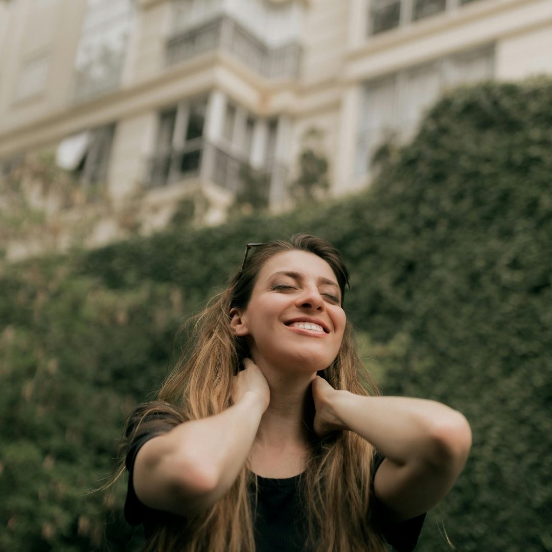 relaxed woman outdoors